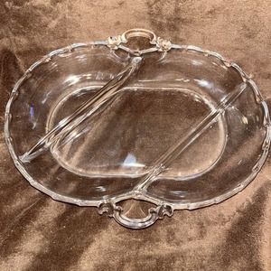 Fostoria Century Clear Glass- 11" 3 Part Oval Relish Serving Dish 2630